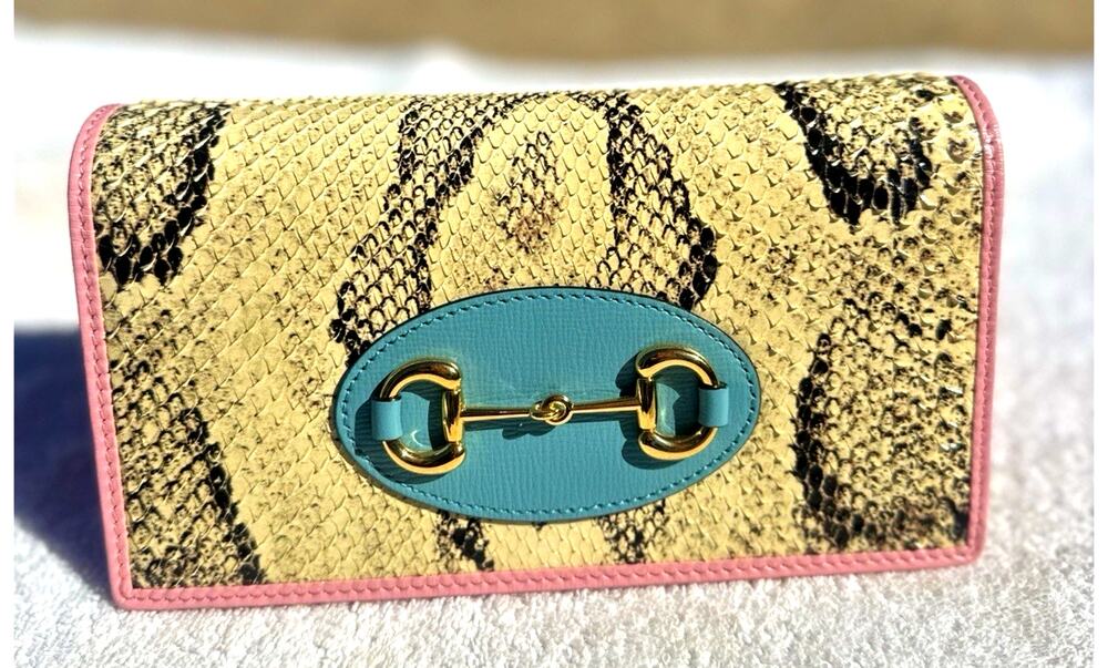 Gucci 1955 Horsebit Limited Edition Python Wallet on Chain~ Full Set~ Excellent